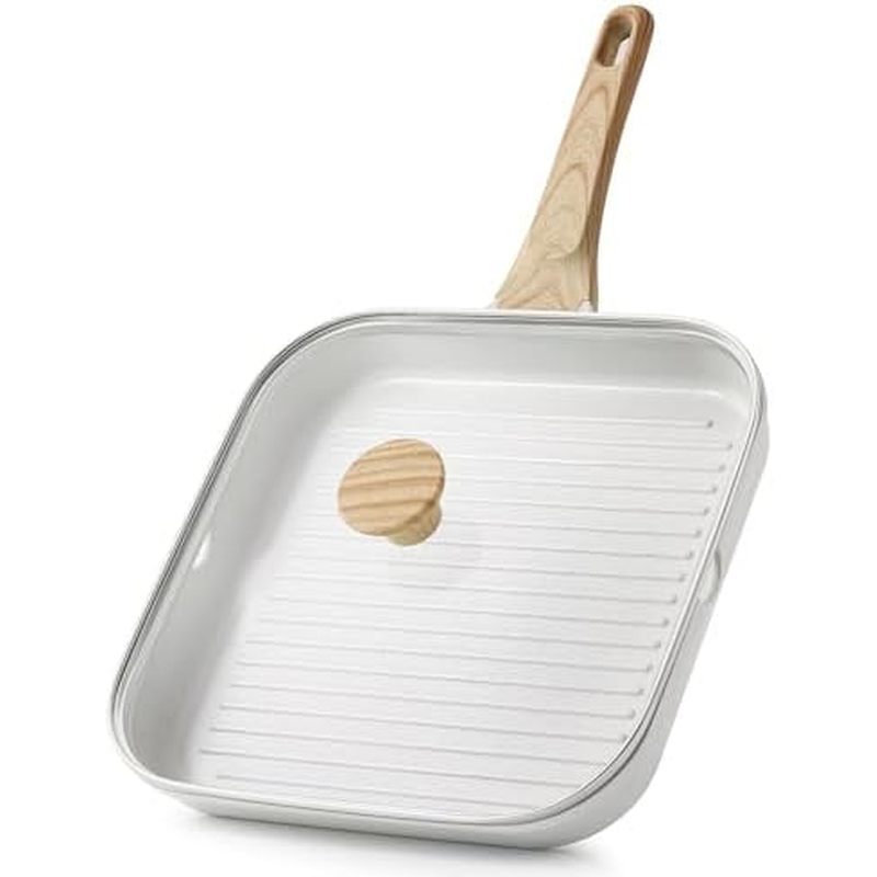 Sensarte Nonstick 11-Inch Square Grill Pan, 3-Section Versatile Breakfast Skillet, Die-cast Aluminum