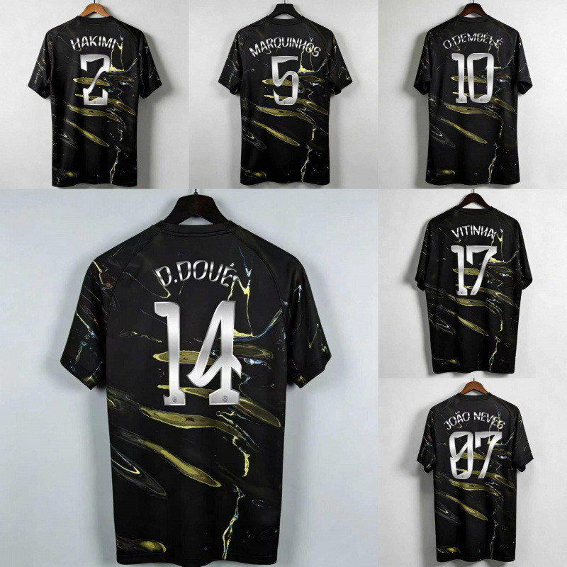 Áo bóng đá Fan Edition Phiên bản quạt 2526 Paris Quadruple Dark Night Edition Star Print Number Jers