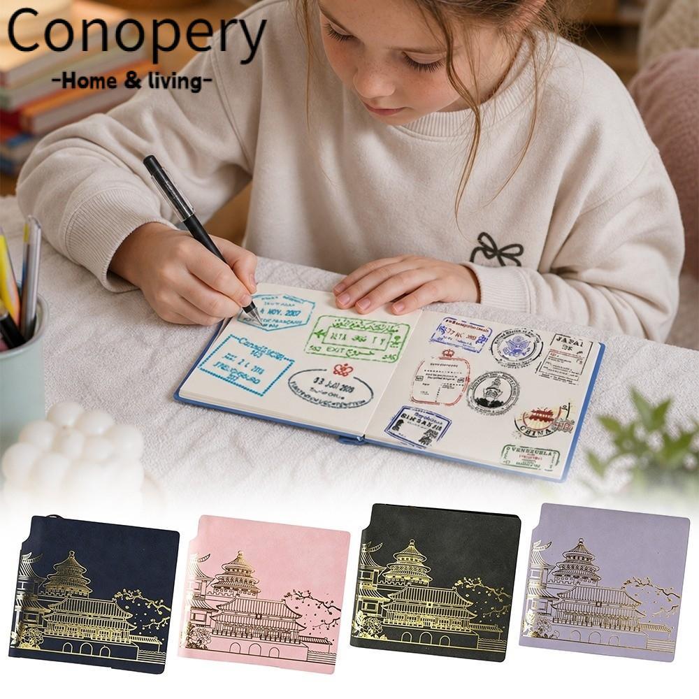 CONOPERY Pocket Vuông Notebook, PU 105x105mm Du Lịch Tem Tạp Chí, Di Động 200 Tờ Trang Nhỏ Gọn Túi V