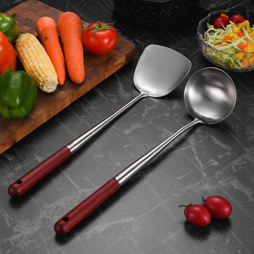 Chà Thìa Inox Dày Khuấy-Frying Thìa Đầu Bếp Đặc Biệt Khuấy-Frying Thìa Khuấy-Frying Gia Đình Tay Cầm