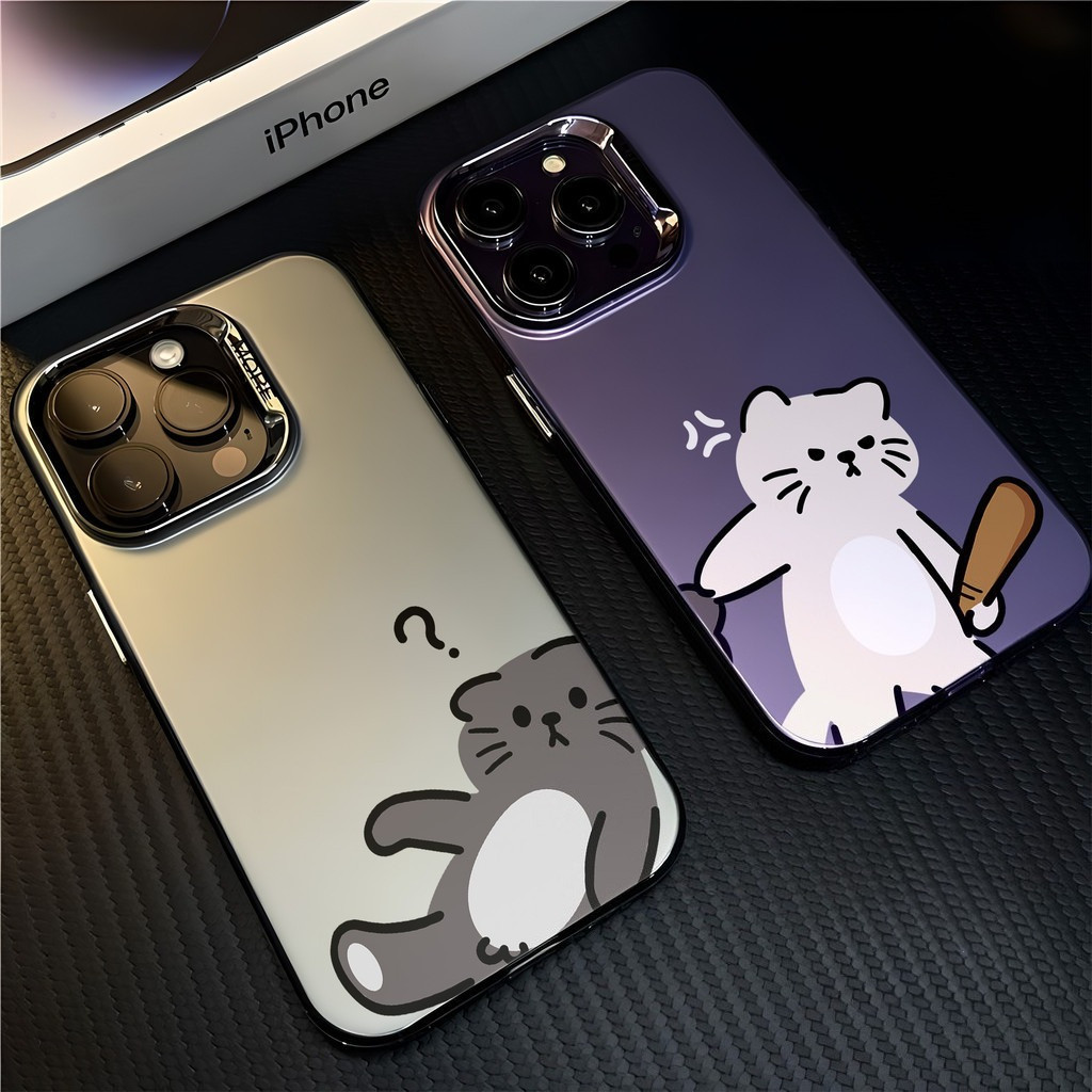 ốp lưng iphone 17 16 15 11 Hài hước hoạt hình mèo cặp vợ chồng Ốp điện thoại silicon mềm hình kim lo