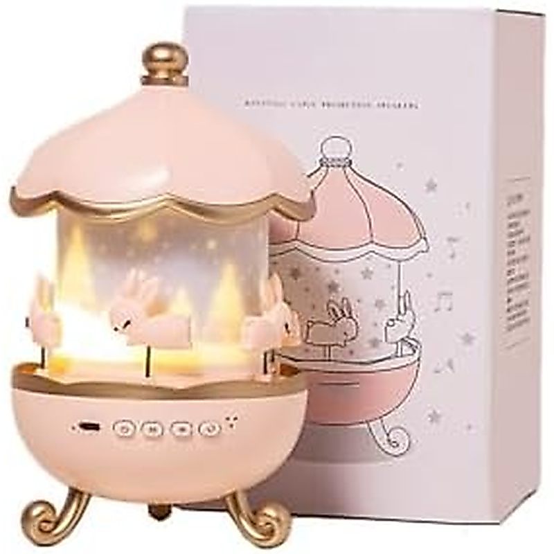 Star Projector Night Light with Music Box Shape 12 Dynamic Visual Themes Rechargeable Battery for Be