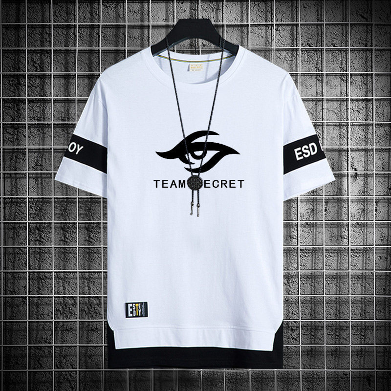 Unisex Lỏng Lẻo Thoải Mái Dạo Phố Áo Phông DOTA2 Esports Đội Bí Mật Logo In Tay Ngắn Mùa Xuân Thư Gi