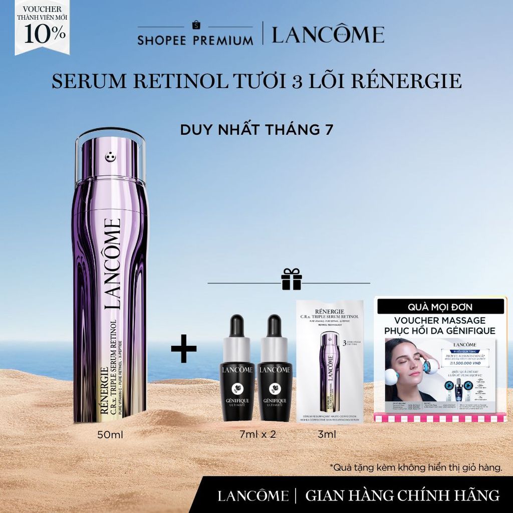 Serum Retinol Tươi 3 Lõi Rénergie Lancome - Giúp Tái Tạo Da Nhanh Gấp 2 Lần Với Retinol Thông Thường
