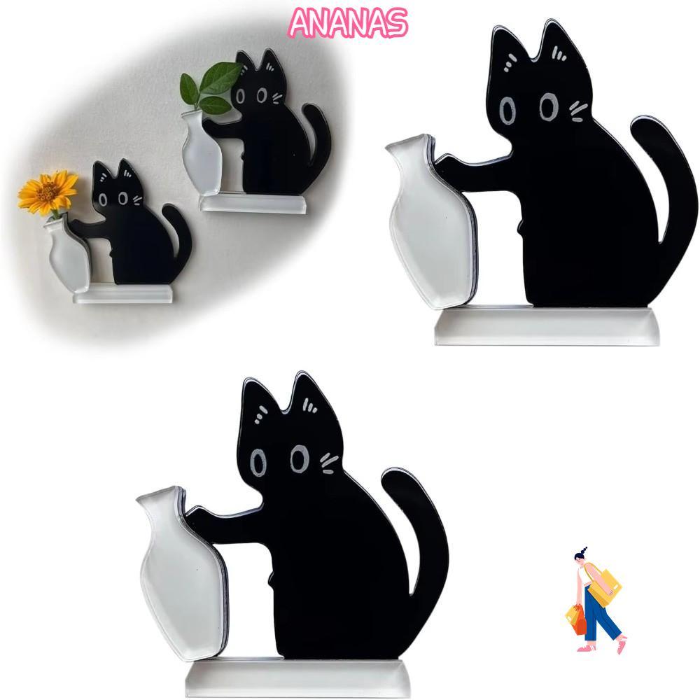 ANANAS Cat Whiskers Collection Đồ trang trí, Hộp tưởng niệm lưu trữ tóc mèo Acrylic từ tính, Phim ho
