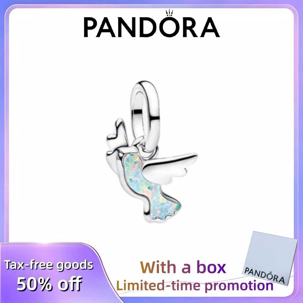 PANDORA (có hộp) trang sức Nữ Tính Khí Thanh Lịch Ngày Lễ Tình Yêu Tặng Trắng Dove Mini Tòn Ten Char