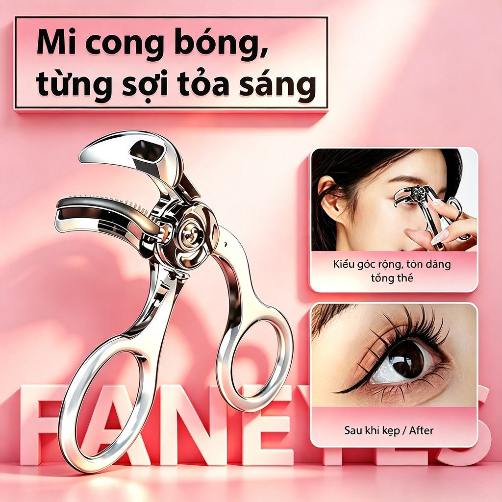 FANEYES Dụng cụ uốn mi cong góc rộng Tạo kiểu dáng lâu trôi dành cho nữ Người mới biết một phần cụ l
