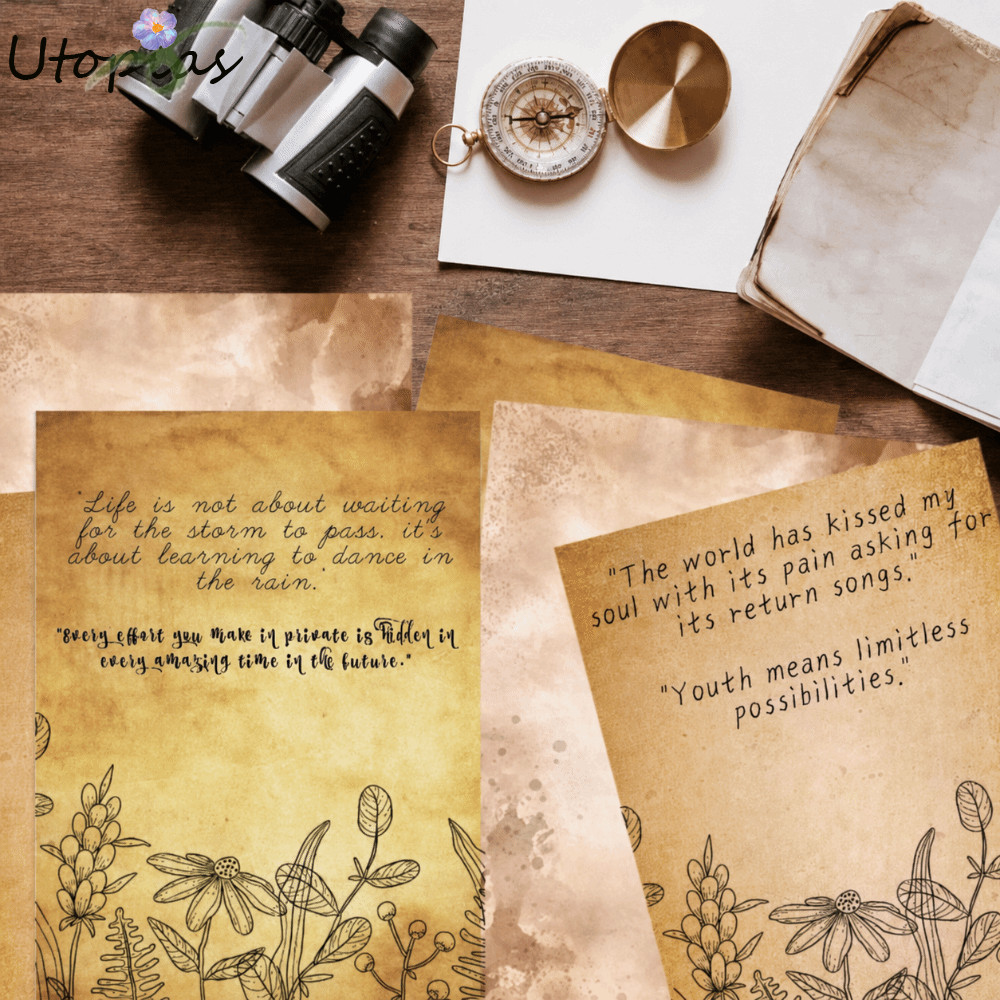 UTOPIAS 50 Giấy Chữ, Chất Liệu Giấy A4 Size A4 Giấy Viết, Bề Mặt Mịn Hai Mặt 50 Tờ Vintage Giấy Ghi 