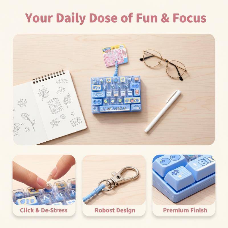 PeaceShells Silent Cli 26 Key Fidget Đồ chơi chống lo âu Giảm áp Đồ chơi giác quan Nhẹ Túi xách tay 