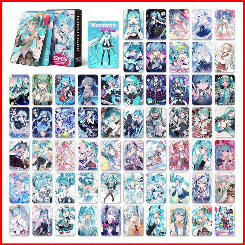 GG3 92 Cái / bộ Hatsune Miku Dán Ảnh Hoạt Hình Hai Mặt LOMO Thẻ Bưu Thiếp Đóng Hộp Bộ Sưu Tập Thẻ GG