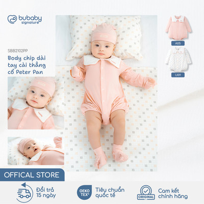 Body chip dài tay cổ Peter Pan BU Baby, bộ liền sơ sinh dài tay, body cho bé trai bé gái | SBB2102PP