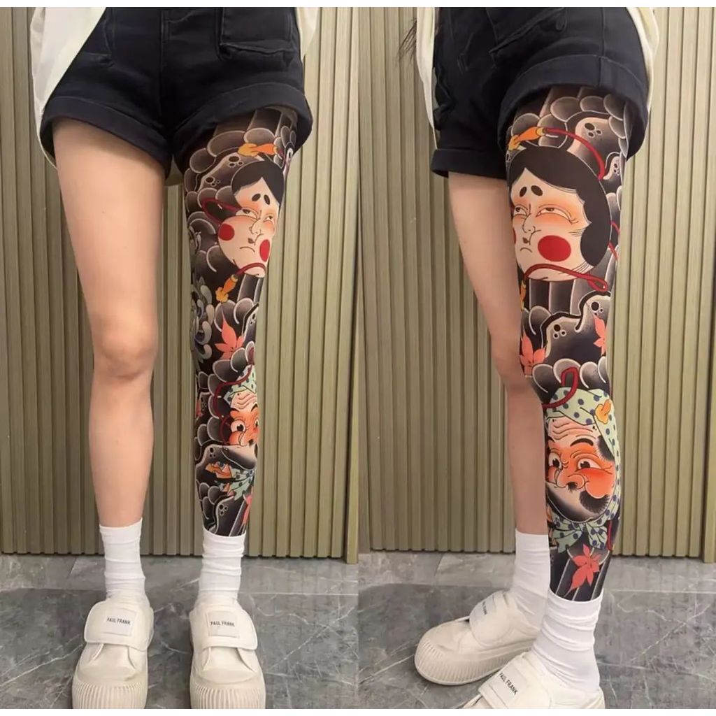 Tất Xăm Full Chân Nhật Cổ Mẫu Hình Daruma