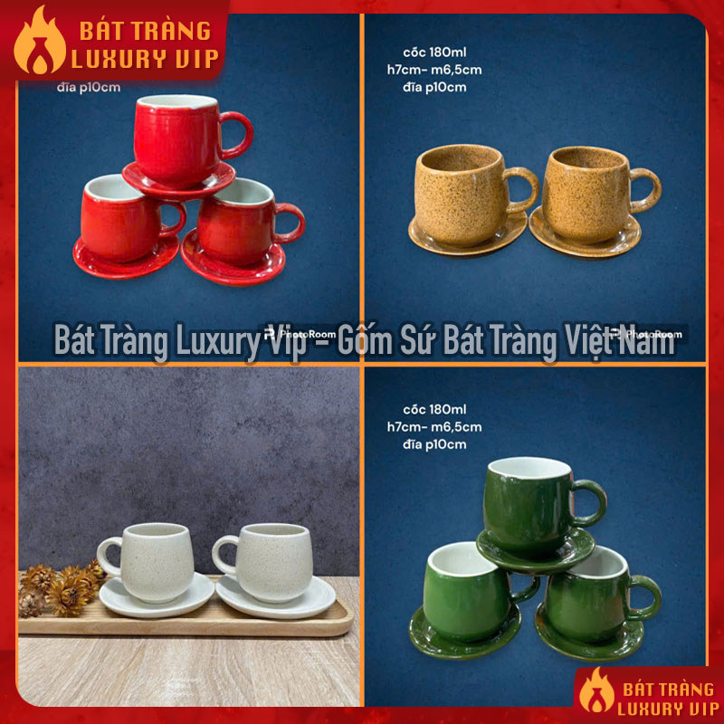 Ly Sứ Uống Nước , Cốc Bầu Có Quai 180ml Men Màu, Cốc Sứ Uống Trà , Lipton, Cà Phê