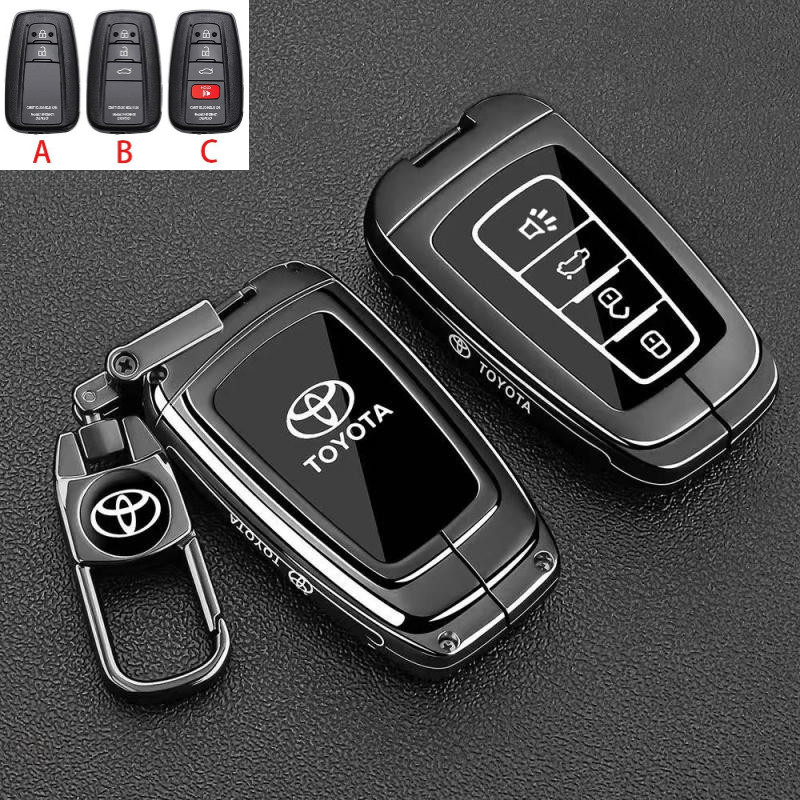 Từ Xa Chìa Khóa Bao Kim Loại Chìa Khóa Fob Vỏ Móc Khóa Cho Xe Toyota Camry Corolla Cross Avalon Alti
