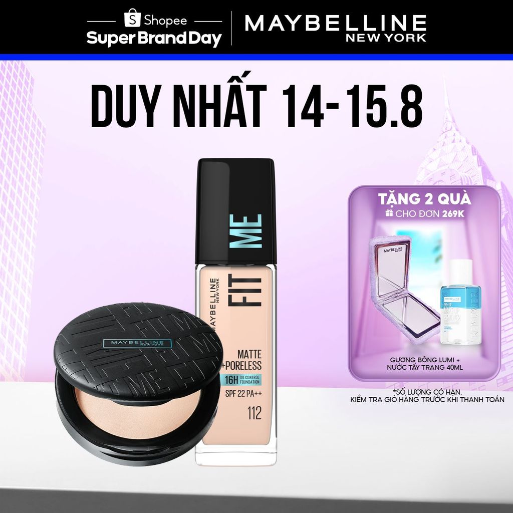 [Bộ trang điểm] Kem Nền Mịn Nhẹ Kiềm Dầu Fit Me 30ml và Phấn Phủ Kiềm Dầu Chống Nắng 16H Fit Me Maybelline New York 6g