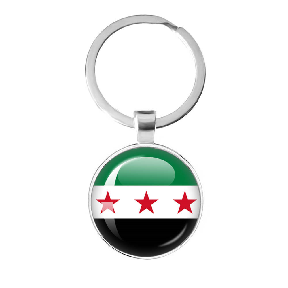 Phong Cách Mới Cờ Syria Nghệ Thuật Độc Đáo Họa Tiết Cờ Móc Khóa Thời Gian Đá Quý Mặt Dây Chuyền