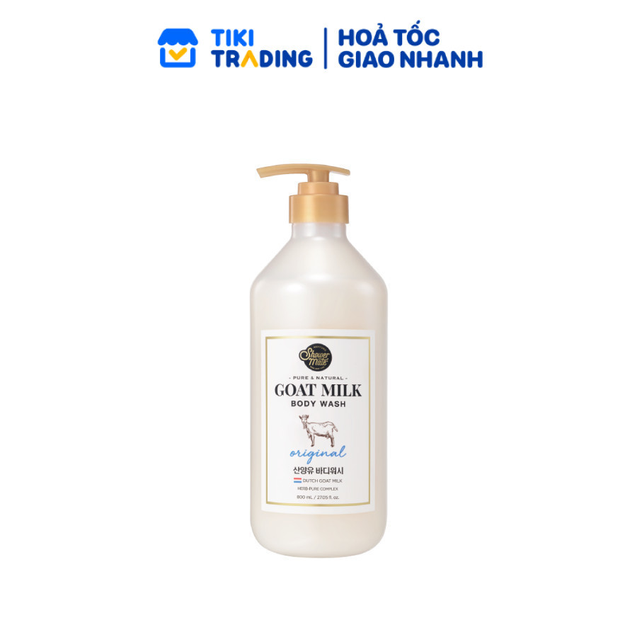 Sữa tắm cao cấp Hàn Quốc Aekyung Showermate Goatmilk Original (Dưỡng ẩm, trắng da - Hương phấn) 800m