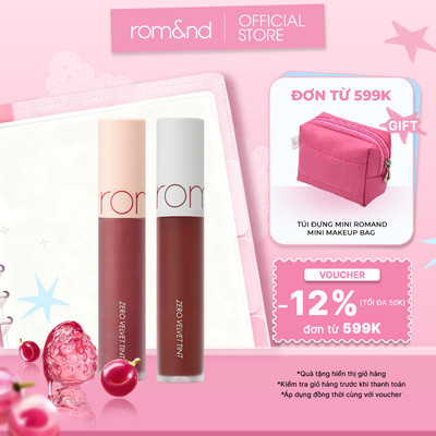 [Rom&nd] Combo 2 son kem lì cực nhẹ môi Romand Zero Velvet Tint