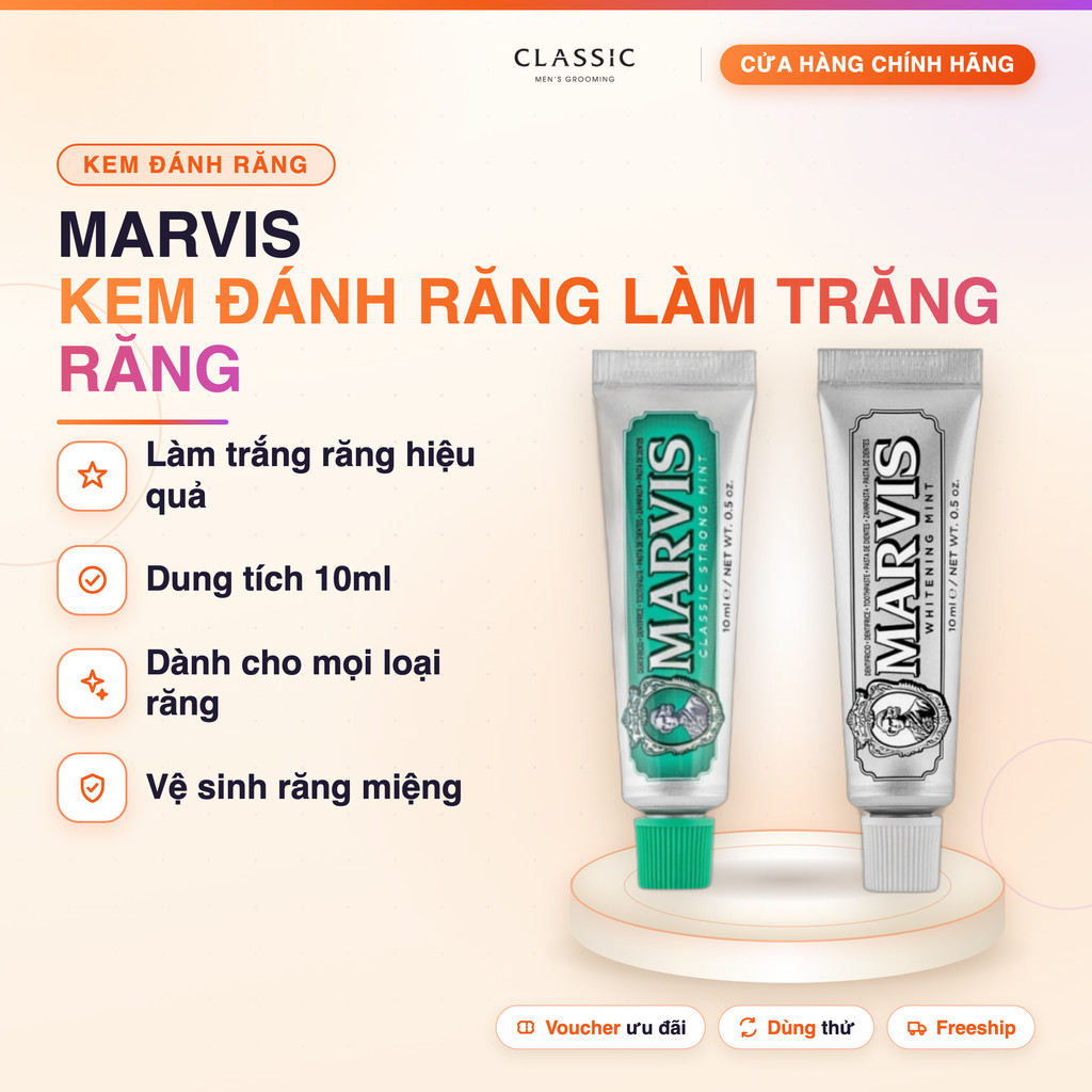 Kem đánh răng làm trắng răng Marvis 10ml