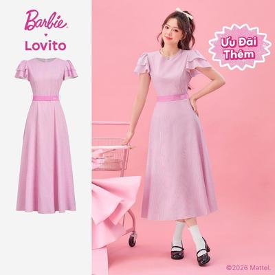 Barbie™ X Lovito Váy Thường Ngày Họa Tiết Màu Sắc Xòe Nhún Bèo Cho Nữ Xuân/Hè DRBL2PAD049