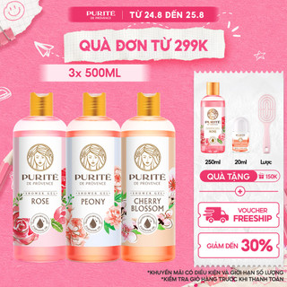 [Bao Bì 2025] Sữa Tắm Purité Hương Hoa Anh Đào 500ML & Hoa Hồng 500ML & Hoa Mẫu Đơn 500ML