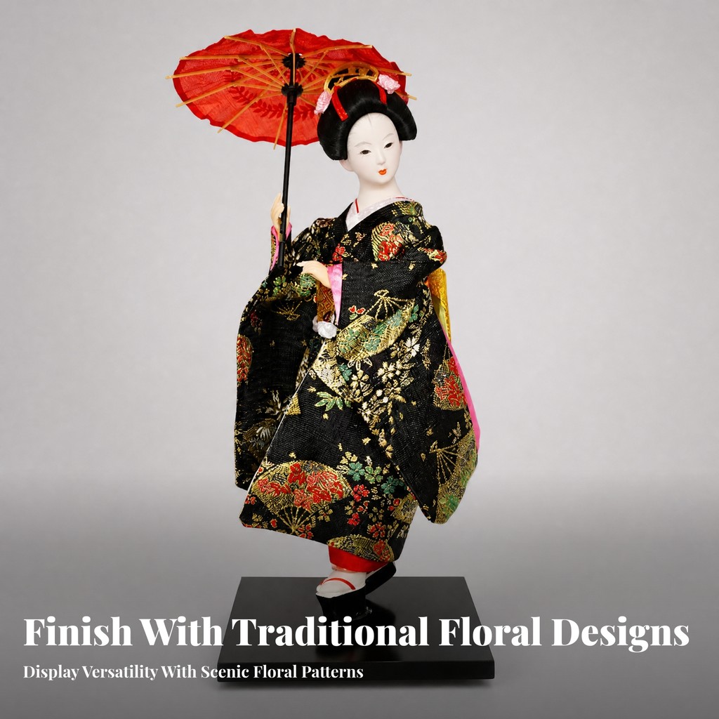 Búp bê lụa Nhật Bản 12 Inch với Kimono và ô để bàn Geisha Tượng Geisha Nhật Bản Tượng Văn hóa dành c
