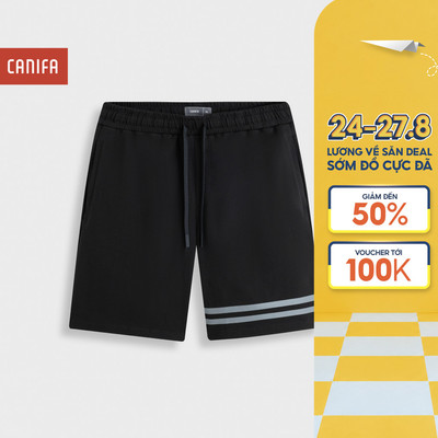 Quần short nam CANIFA ống suông chất cotton mềm phối kẻ sọc 8BS26S022