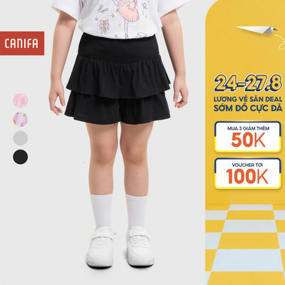 Quần váy bé gái CANIFA chất cotton USA thiết kế tầng bèo chuẩn mềm mịn OEKO-TEX 1BS26S008