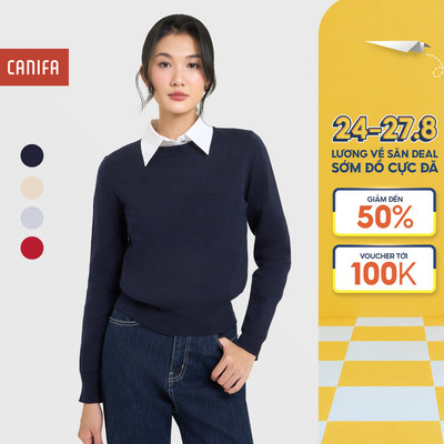 Áo len nữ CANIFA dài tay cổ tròn form vừa 6TE25W002