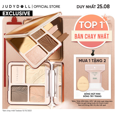 Bảng Phấn Tạo Khối Bắt Sáng 4 Ô JUDYDOLL Highlight & Contour Palette Mỏng Mịn Dễ tán Chuẩn màu 3D Lâu trôi 9g