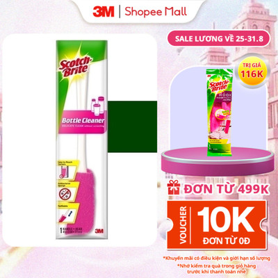 Cây cọ rửa bình, chai lọ 3M™ Scotch-Brite®, lớp mút cao cấp lấy sạch vết bẩn, 1 cây, 5x36x3cm, Dùng cọ rửa bình, chai lọ