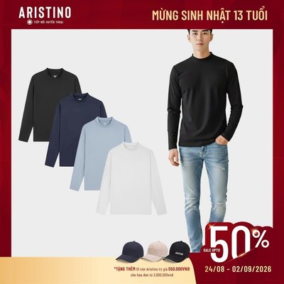 Áo thun nam dài tay Aristino x Insidemen phom ôm, chất liệu đàn hồi cao, giữ nhiệt tốt ILT026EDP01
