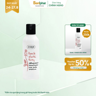 Nước Cân Bằng Dưỡng Ẩm Da Toner Tonik Platky Rozy ZIAJA Chiết Xuất Từ Hoa Hồng, Giúp Làm Se Khít Lỗ Chân Lông 200ml