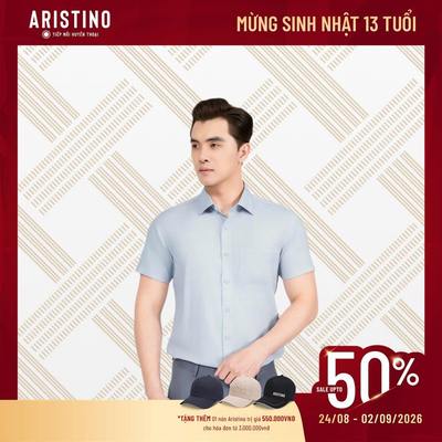 Áo Sơ Mi Nam Tay ngắn Bamboo Aristino Regular Fit ASS022AS3