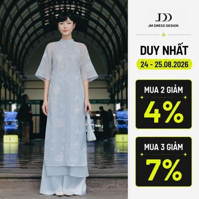 Áo Dài Thanh Mai. Áo Dài Xuông 2 Tà Tay Lỡ 2M04.2509. Áo Dài Tơ Thêu Nhẹ Thanh Lịch Truyền Thống Quý Cô Thiết Kế Bởi JM