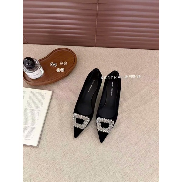 MXING-Giày cao gót hiệu Qbel, gót nhọn, mũi nhọn, khuy đá cao 5p 93326 5/9