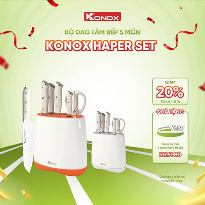 [TẶNG MÀI] Bộ dao làm bếp 5 món Konox Haper Set chất liệu thép cao cấp