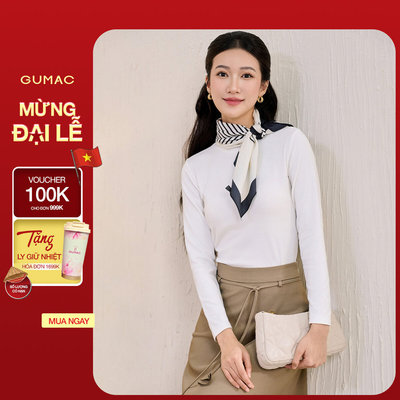 Áo Thun Nữ Tay Dài GUMAC Form Ôm Cổ Tròn Chất Thun Lạnh Co Giãn Basic ATF11020