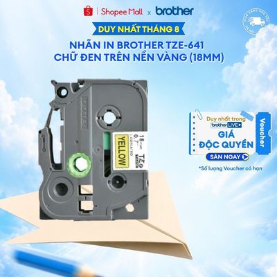 Nhãn in Brother TZe-641 chữ đen trên nền vàng (18mm)