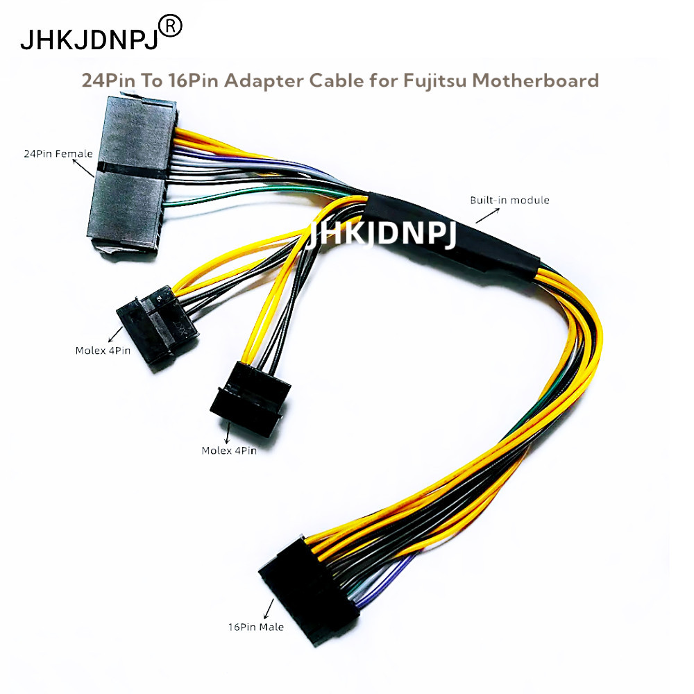 16AWG / 18AWG ATX 24Pin + Cáp chuyển đổi 4Pin sang 16Pin kép Cáp nguồn 24Pin sang 16Pin 18AWG 30CM c