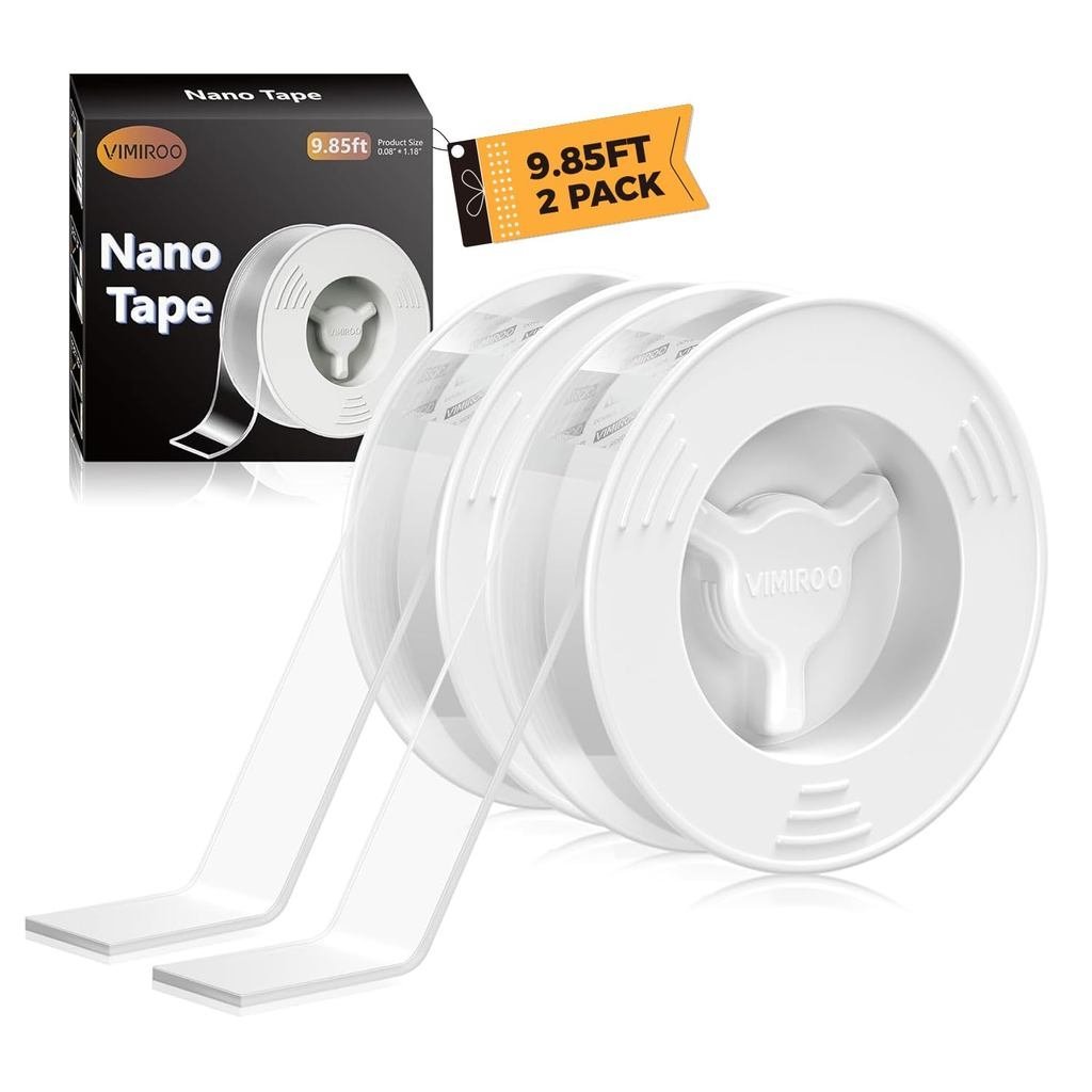 vimiroo Double Sided Tape Heavy Duty, Extra Large 9.85FT Nano Tape Double Sided Mounting Tape, Reusa