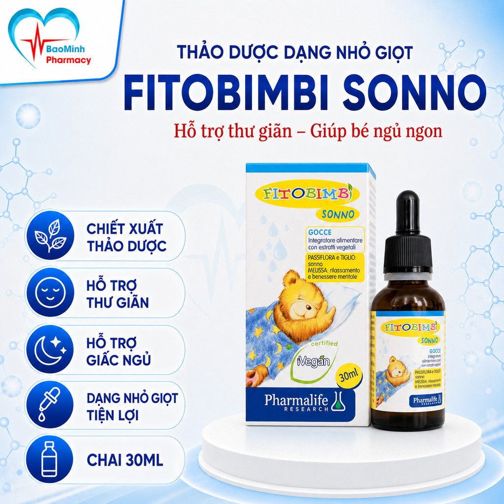 Siro giúp bé ngủ ngon, ngủ sâu Fitobimbi Sonno - concung
