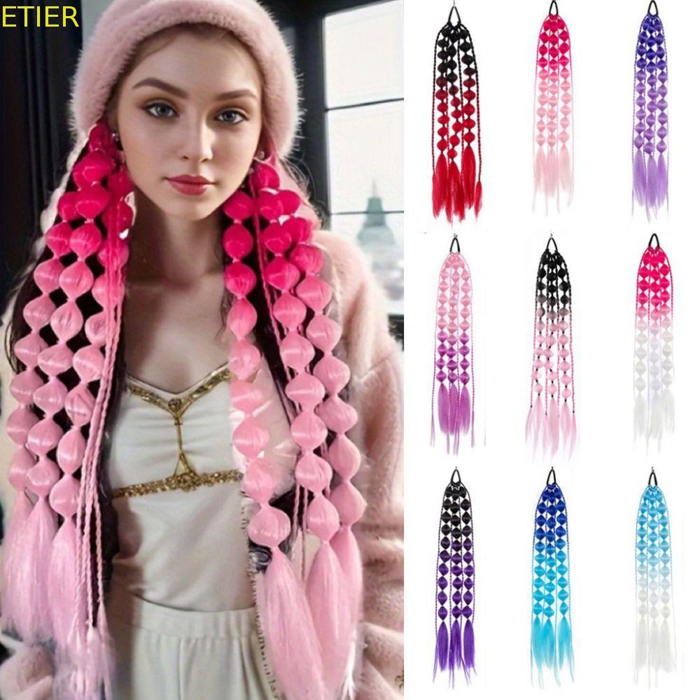 ETIER Bubble Jumbo Braid, Lantern Braid Ponytail Extension Twist Braid Bulk, Long Handmade Corlorful