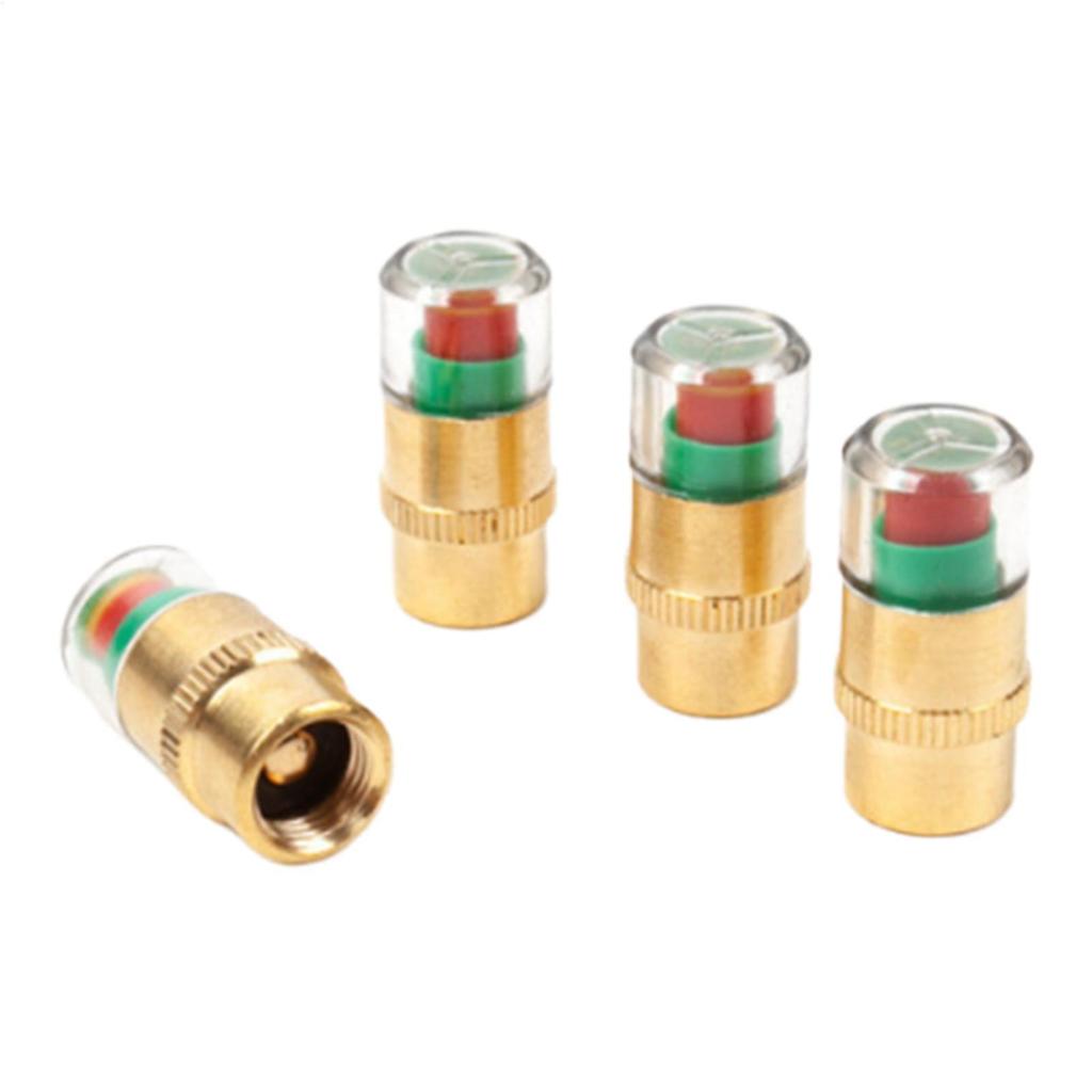 Đồng hồ đo áp suất lốp 4X Mũ không khí 2.4Bar Đèn báo trực quan Đa năng Mũ van lốp kiath