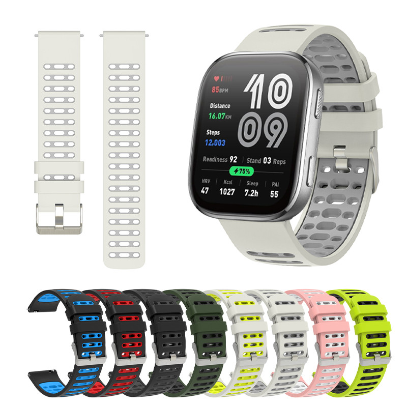 Dây đeo đồng hồ silicon có thể thay thế màu tương phản cho Huami Amazfit Active3 Premium Bip 6 5pro 