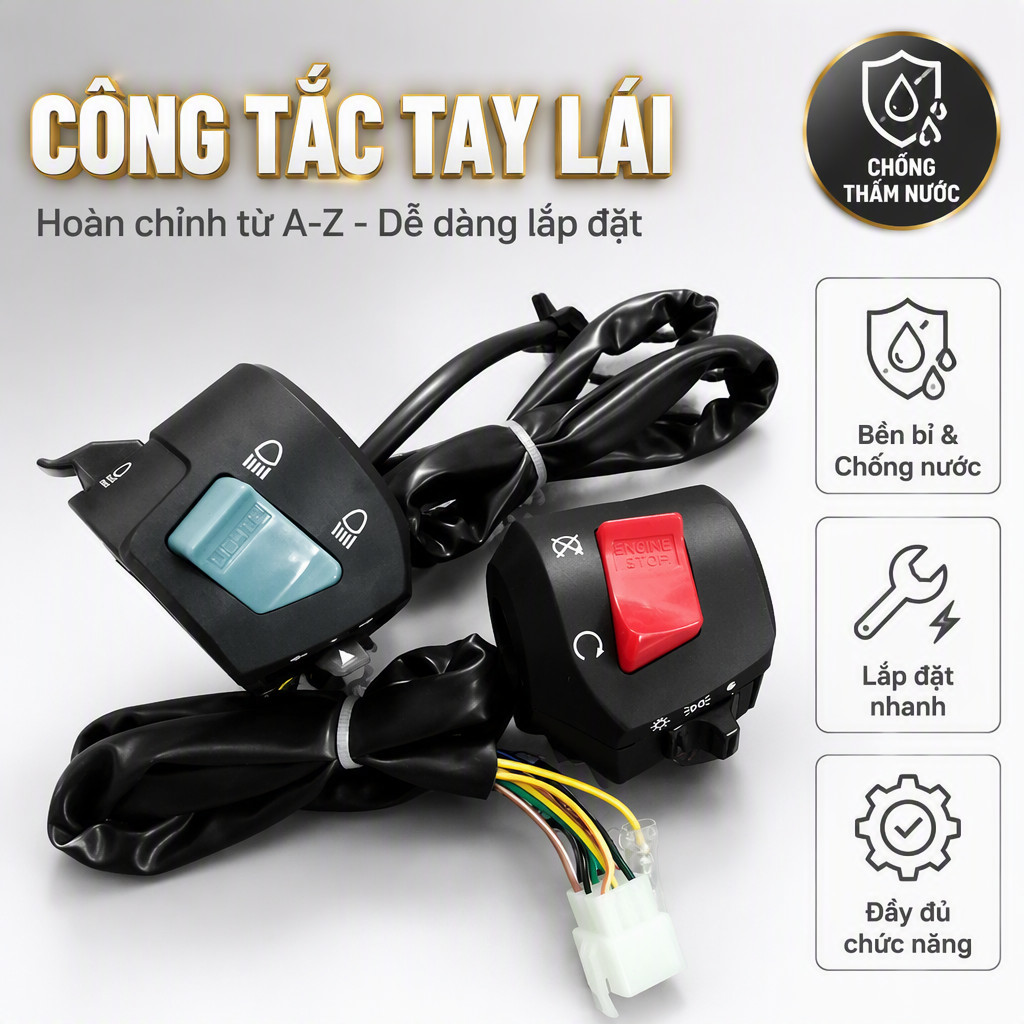 Công tắc tay lái xe máy CG125 CG Vương công tắc tay lái xe ba bánh đèn xi-nhan đèn pha tổng thành cô