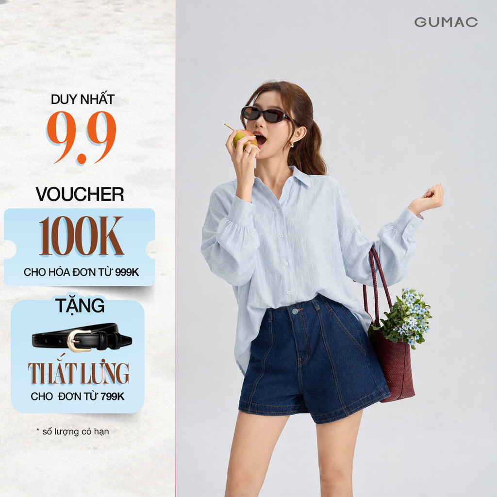 Set lẻ Áo Sơ Mi Nữ Gmorning - GUMAC Form Suông Tay Dài YAG06012 - Quần short A kiểu Gmorning - GUMAC