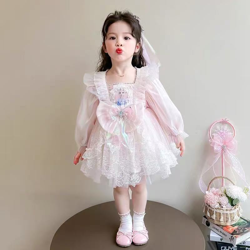 Bé Gái Aisha Đầm Công Chúa Xuân Thu Aisha Đầm Trẻ Em Dài Tay Băng Tuyết Đầm Gothic Aisha pdd9.7-100