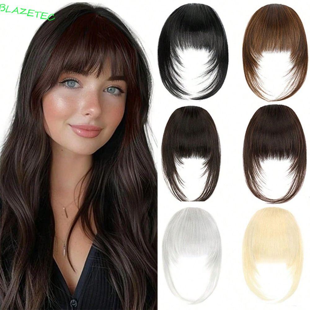 BLAZETEC Cut Wispy Fringe with Sideburns, Fringe False Look Natural Hair Clip-In Bangs, Hair Extensi