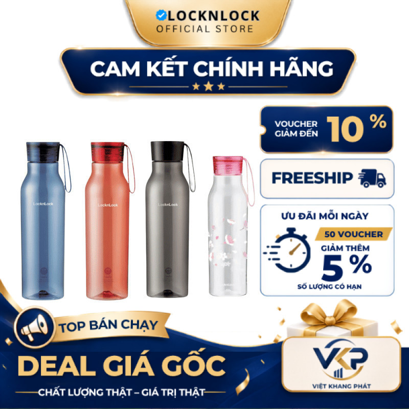 Bình nước nhựa LocknLock Eco Bottle có dây treo, an toàn cho sức khỏe ABF644 550ML ABF664 750ML - SH